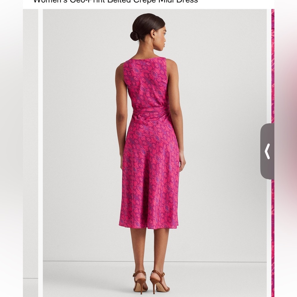 Ralph Lauren Fuchsia Printed Midi Dress - Picture 2 of 8